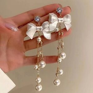 Beautiful Drop Bow Earrings -- Elegant